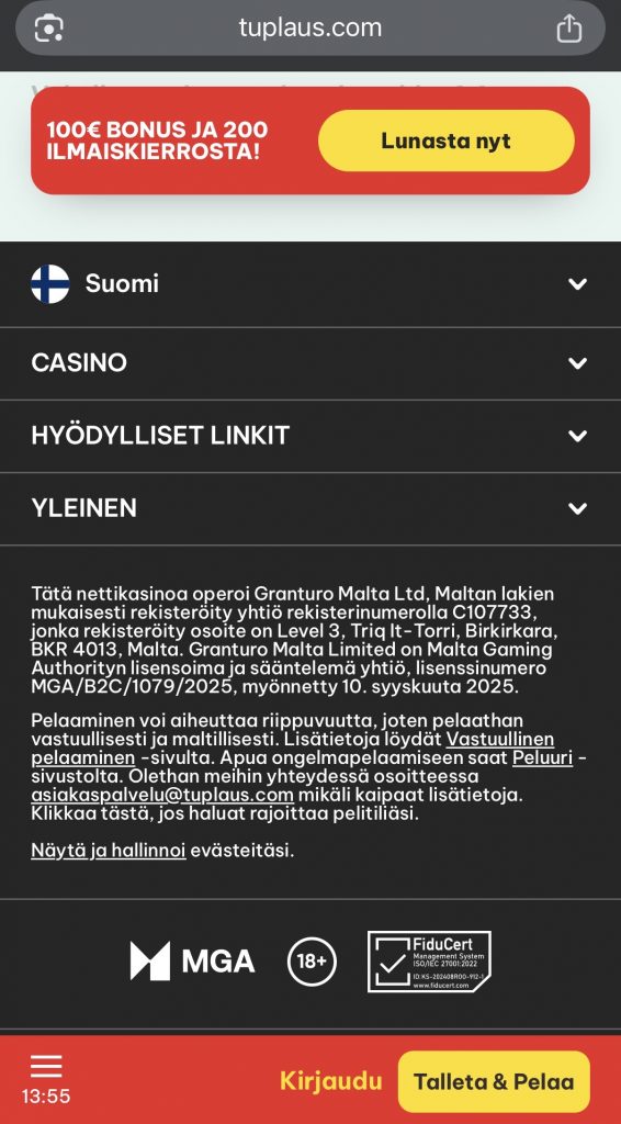 MGA lisenssin alla toimiva kasino