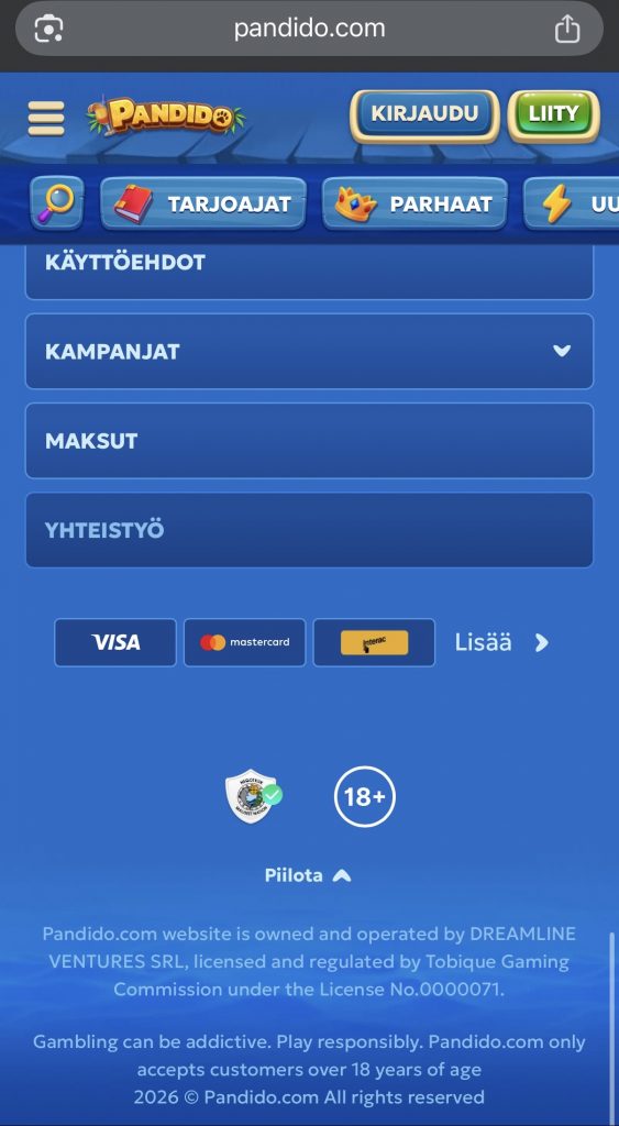Tobiquen pelilisenssin alla toimiva netticasino