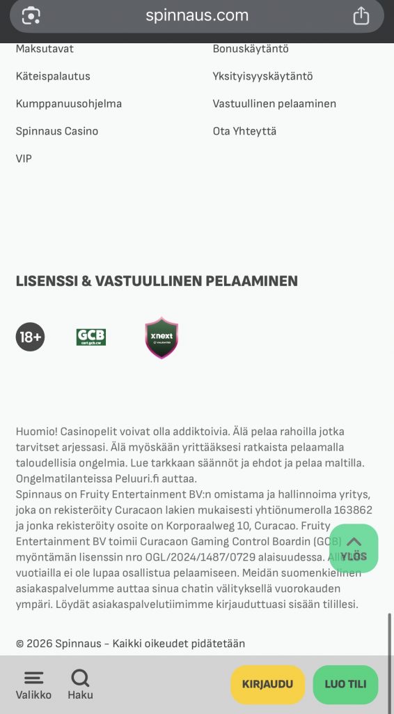 Curaçaon lisenssillä toimiva ulkomainen kasino