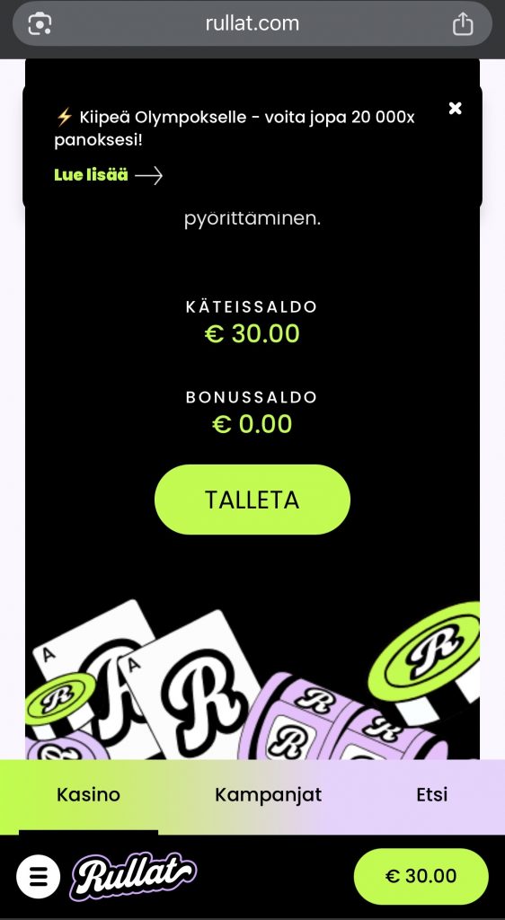 Pelitilin saldo ulkomaisella netticasinolla