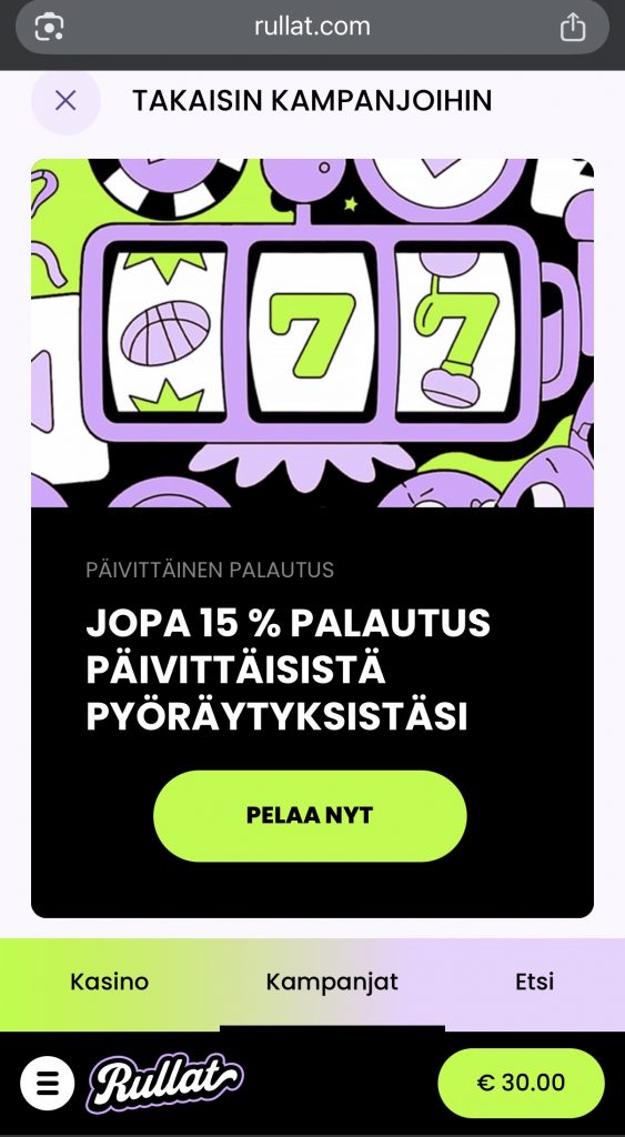 Cashback kasinoilla ilman lisenssiä
